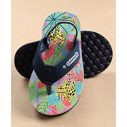 Cute Walk by Babyhug Flip Flops with Back Strap Leopard Print - Blue