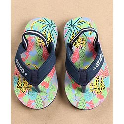 Cute Walk by Babyhug Flip Flops with Back Strap Leopard Print - Blue