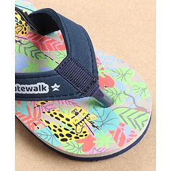 Cute Walk by Babyhug Flip Flops with Back Strap Leopard Print - Blue