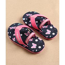 Cute Walk by Babyhug Flip Flops with Back Strap Butterfly Print - Blue