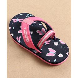 Cute Walk by Babyhug Flip Flops with Back Strap Butterfly Print - Blue