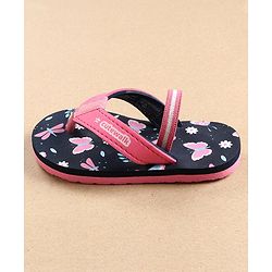 Cute Walk by Babyhug Flip Flops with Back Strap Butterfly Print - Blue