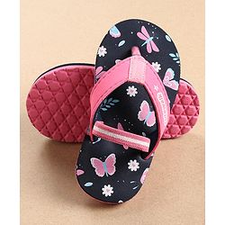 Cute Walk by Babyhug Flip Flops with Back Strap Butterfly Print - Blue