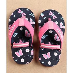 Cute Walk by Babyhug Flip Flops with Back Strap Butterfly Print - Blue