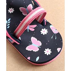 Cute Walk by Babyhug Flip Flops with Back Strap Butterfly Print - Blue