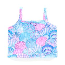 Babyhug Sleeveless Two Piece Swimsuit Shell Print - Multicolour