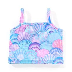 Babyhug Sleeveless Two Piece Swimsuit Shell Print - Multicolour