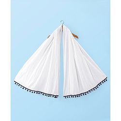 Babyhug Cotton Embroidered Half Sleeves Kurta & Knit Churidar Set With Crush Dupatta - White