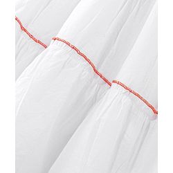 Babyhug Cotton Embroidered Half Sleeves Kurta & Knit Churidar Set With Crush Dupatta - White