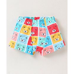 Babyhug 100% Cotton Knit Antibacterial Trunks Teddy Print Pack of 3 - Yellow Red & Blue