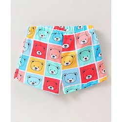 Babyhug 100% Cotton Knit Antibacterial Trunks Teddy Print Pack of 3 - Yellow Red & Blue