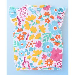 Babyhug 100% Cotton Interlock Knit Frill Sleeves Antibacterial Front Open Vest Stripes & Floral Pack of 2 - Multicolor