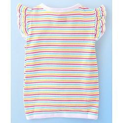 Babyhug 100% Cotton Interlock Knit Frill Sleeves Antibacterial Front Open Vest Stripes & Floral Pack of 2 - Multicolor