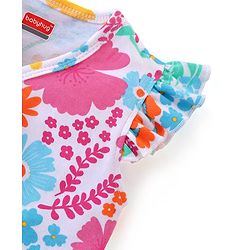 Babyhug 100% Cotton Interlock Knit Frill Sleeves Antibacterial Front Open Vest Stripes & Floral Pack of 2 - Multicolor
