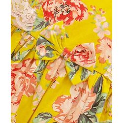 Babyhug 100% Viscose Woven Half Sleeves Frock with Floral Print - Yellow