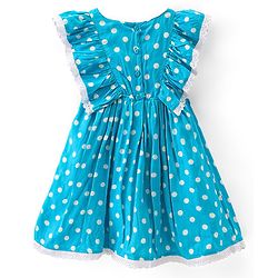 Babyhug Rayon Woven Sleeveless Frock Polka Dot Print - Blue