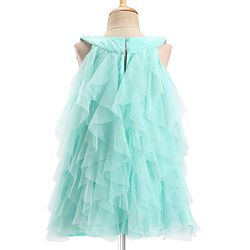Babyhug Woven Sleeveless Party Wear Frilled Dress With Floral Applique - Mint Blue