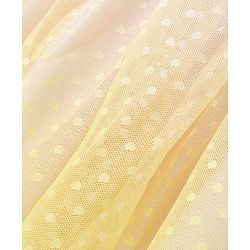 Babyhug Woven Sleeveless Fit and Flare Party Frock With Swiss Dot Mesh -Yellow