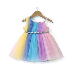 Babyhug Woven Sleeveless Fit and Flare One Shoulder Solid Color Party Frock -Multicolor