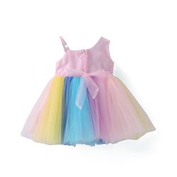 Babyhug Woven Sleeveless Fit and Flare One Shoulder Solid Color Party Frock -Multicolor