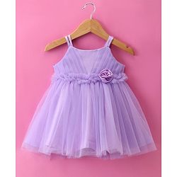Babyhug Woven Sleeveless Singlet Sleeves  A Line Party Frock with Floral Applique -