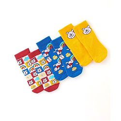 Cute Walk by Babyhug Cotton Disney Non Terry Anti-Bacterial Ankle Length Socks Winnie the Pooh Graphics Pack of 3- Multicolor