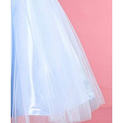 Babyhug Sleeveless Fit & Flared  Party Frock with 3D Floral Applique Pearl Detailing - Blue