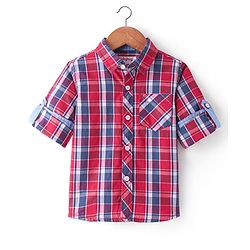 Babyhug Cotton Woven Full Sleeves Checked Shirt - Red