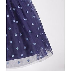 Babyhug Sleeveless Lace & Polka Dots Detailing Fit & Flare Party Frock - Dark Blue