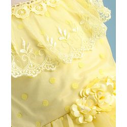 Babyhug Woven Sleeveless Party Wear Frock with Floral Corsage & Lace Detailing - Yellow