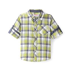 Babyhug Cotton Woven Full Sleeves Checked Shirt - Green