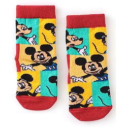 Cute Walk by Babyhug Disney   Anti-Bacterial Ankle Length Mickey Mouse Graphics Pack of 3- Blue & Red