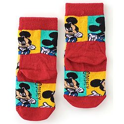 Cute Walk by Babyhug Disney   Anti-Bacterial Ankle Length Mickey Mouse Graphics Pack of 3- Blue & Red