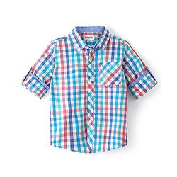 Babyhug 100% Cotton Woven Full Sleeves Checked Shirt - Multicolour