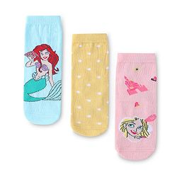 Cute Walk by Babyhug Disney Ankle Length Anti-Bacterial Princess Graphics Socks Pack of 3 - Multicolour