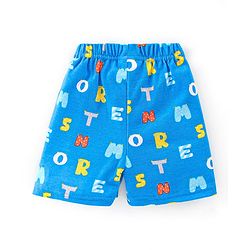 Babyhug Interlock Cotton Knit Half Sleeves Night Suit Alphabet Print - Blue