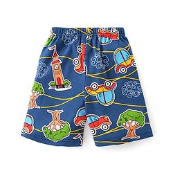 Babyhug Interlock Knit Half Sleeves Night Suit with Car Print - Blue