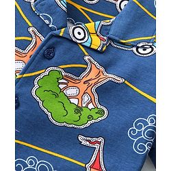 Babyhug Interlock Knit Half Sleeves Night Suit with Car Print - Blue