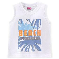 Babyhug 100% Cotton Woven Half Sleeves Checkered Shirt with Inner Tee Beach Print - Blue