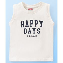 Babyhug Cotton Woven Half Sleeves Checked Shirt With Sleeveless T shirt  Text Print - Red & White