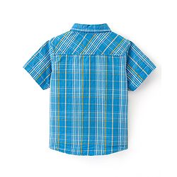 Babyhug Cotton Woven Half Sleeves Checked Shirt With Text Print T-Shirt - Blue