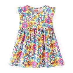Babyhug Single Jersey Knit Sleeveless Frock with Bloomer Floral Print - Multicolor