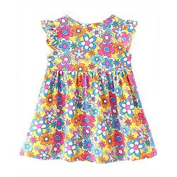 Babyhug Single Jersey Knit Sleeveless Frock with Bloomer Floral Print - Multicolor