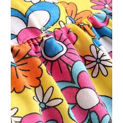 Babyhug Single Jersey Knit Sleeveless Frock with Bloomer Floral Print - Multicolor