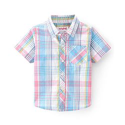 Babyhug Cotton Woven Half Sleeves Checked Shirt & California Print T-Shirt - Multicolor