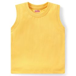 Babyhug Cotton Woven Half Sleeves Checked Shirt With Solid Sleeveless T-Shirt - Yellow