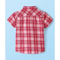 Babyhug 100% Cotton Woven Half Sleeves Regular Collar Check Shirt with Text Print T- Shirt-Multicolour