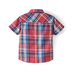 Babyhug Cotton Woven Half Sleeves Checked Shirt With Text Print T-Shirt - Multicolor