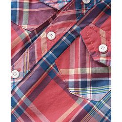 Babyhug Cotton Woven Half Sleeves Checked Shirt With Text Print T-Shirt - Multicolor