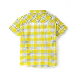 Babyhug 100% Cotton Woven Half Sleeves Regular Collar Checked Shirt - Yellow